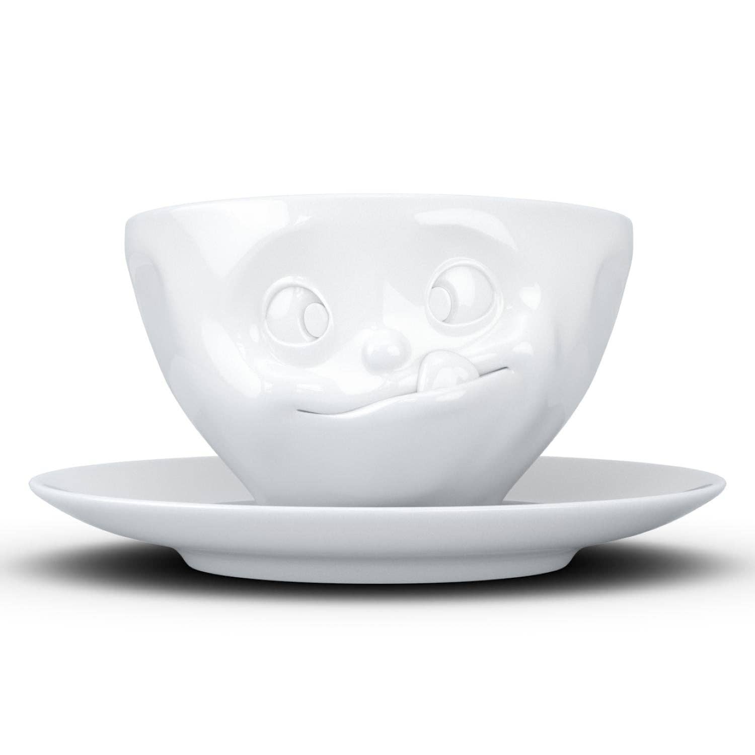 COFFEE CUP WITH SAUCER, TASTY FACE