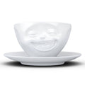 COFFEE CUP WITH SAUCER, LAUGHING FACE