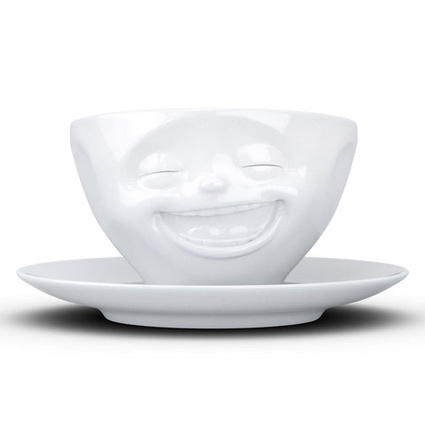 COFFEE CUP WITH SAUCER, LAUGHING FACE