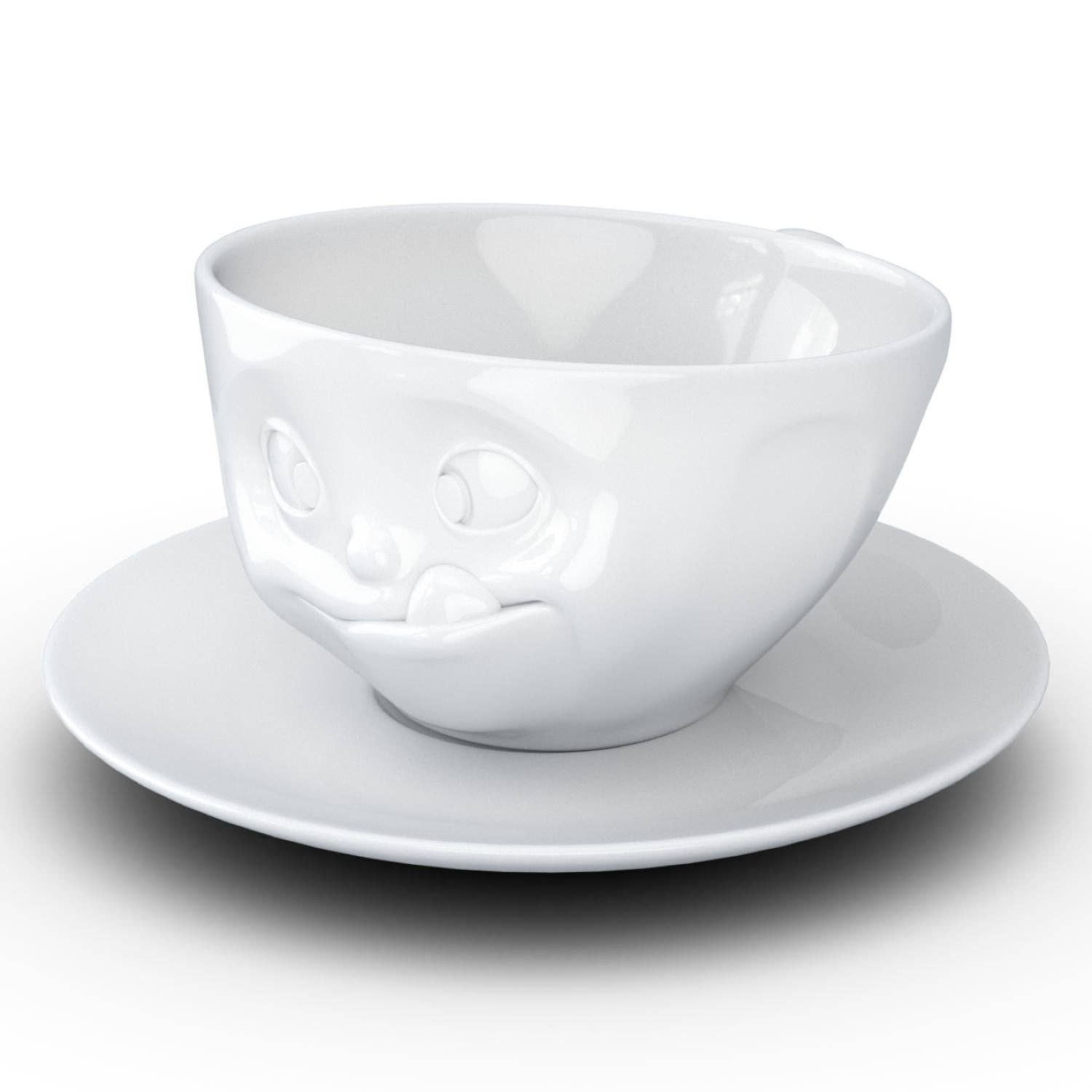 COFFEE CUP WITH SAUCER, TASTY FACE
