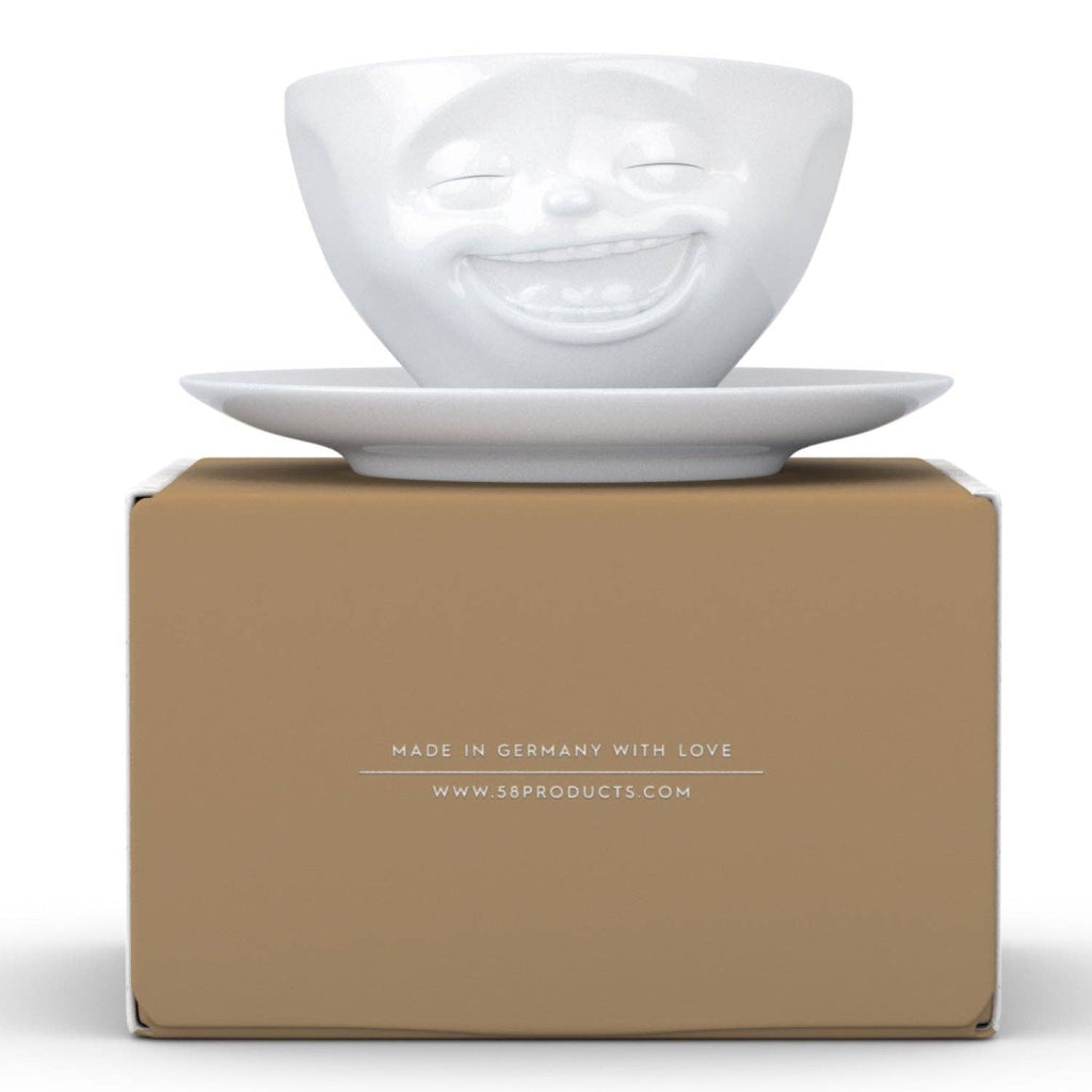 COFFEE CUP WITH SAUCER, LAUGHING FACE