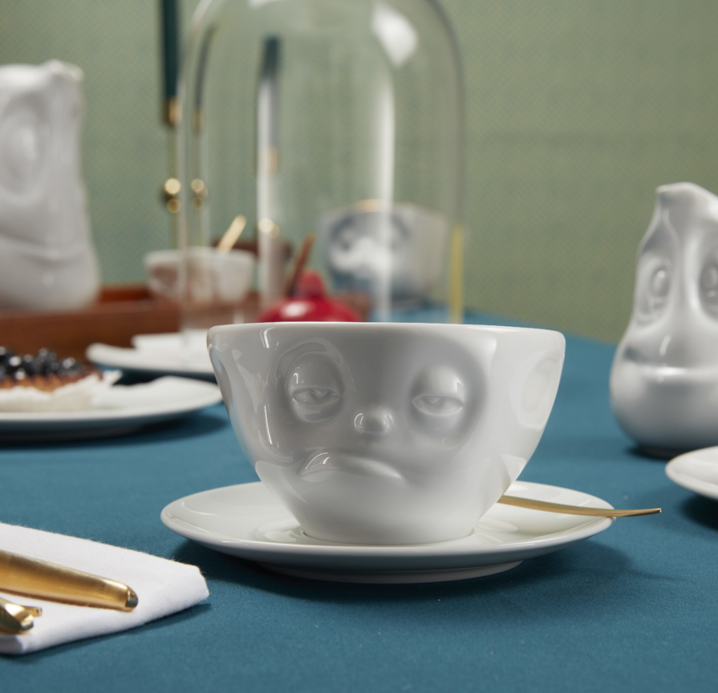 COFFEE CUP WITH SAUCER, SNOOZY FACE