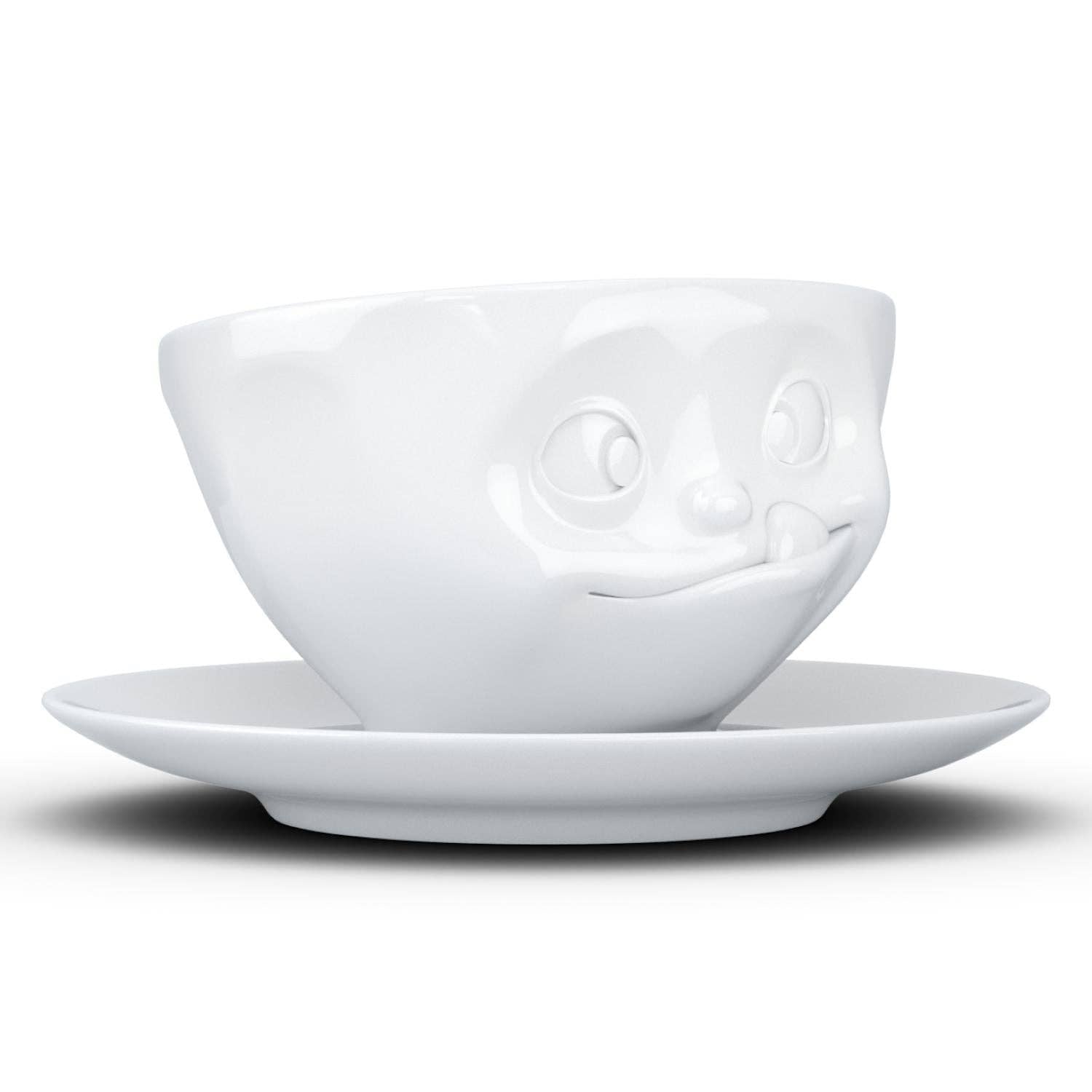 COFFEE CUP WITH SAUCER, TASTY FACE