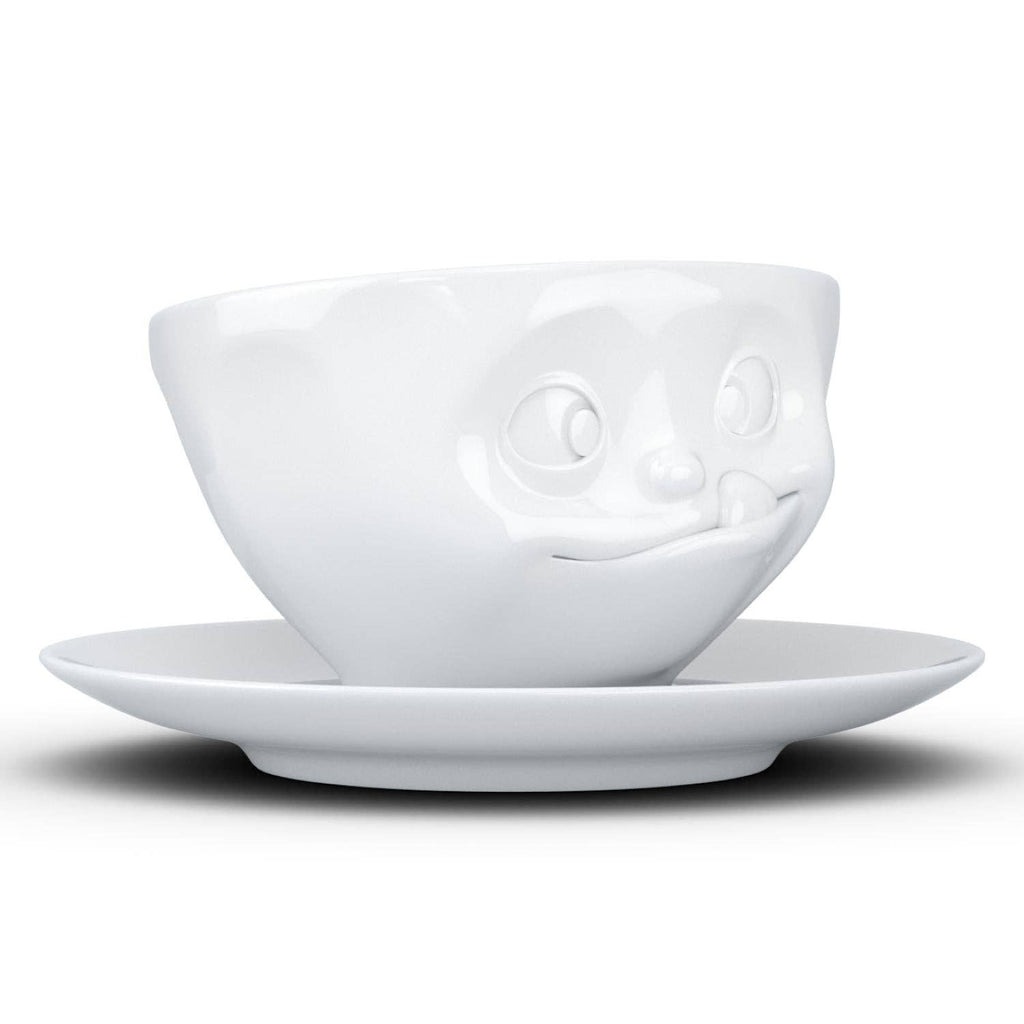 COFFEE CUP WITH SAUCER, TASTY FACE