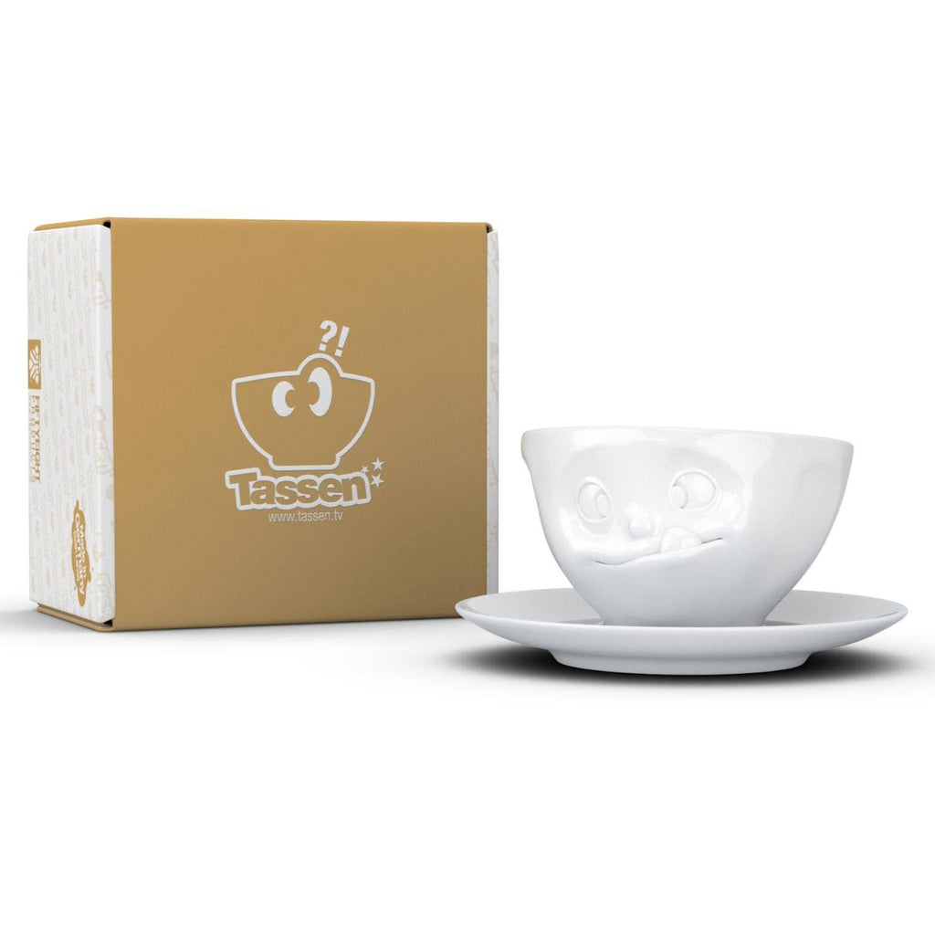 COFFEE CUP WITH SAUCER, TASTY FACE